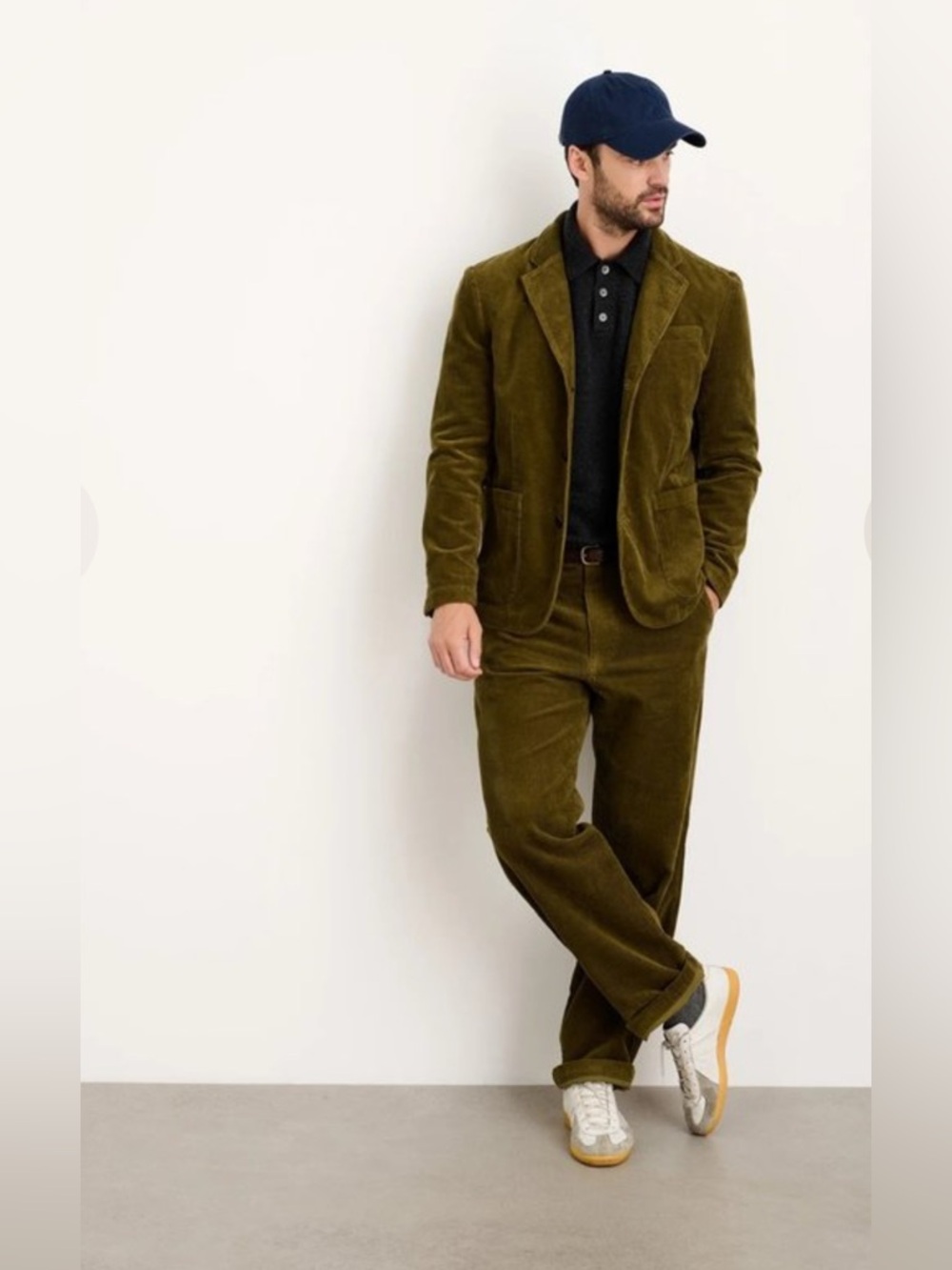 ALEX MILL rugged corduroy blazer in dark olive